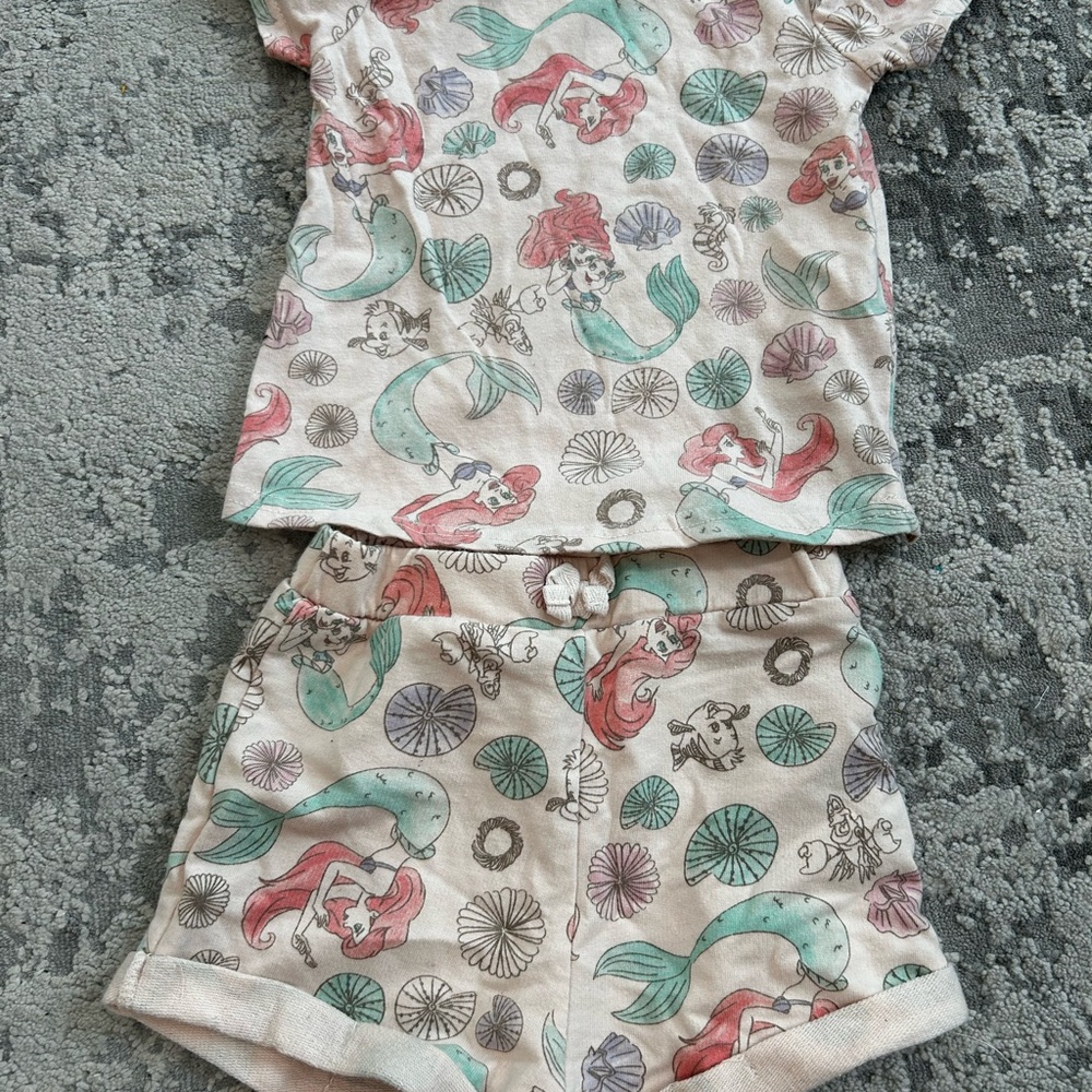 Disney little Mermaid shorts and tshirt matching Set